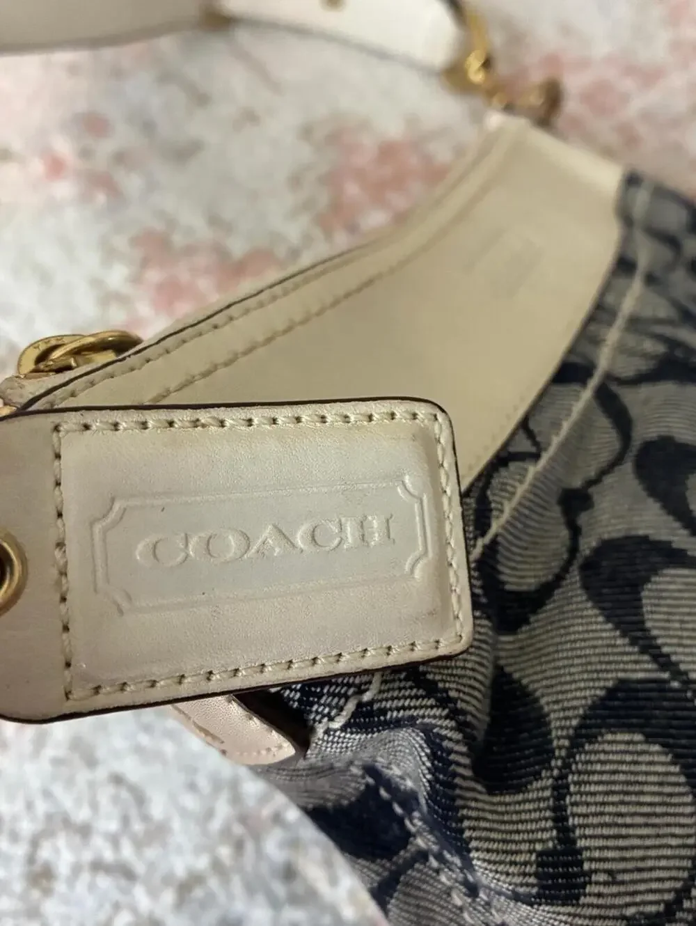 Coach 10402 Signature C Duffle Blue Denim Leather Convertible Handbag